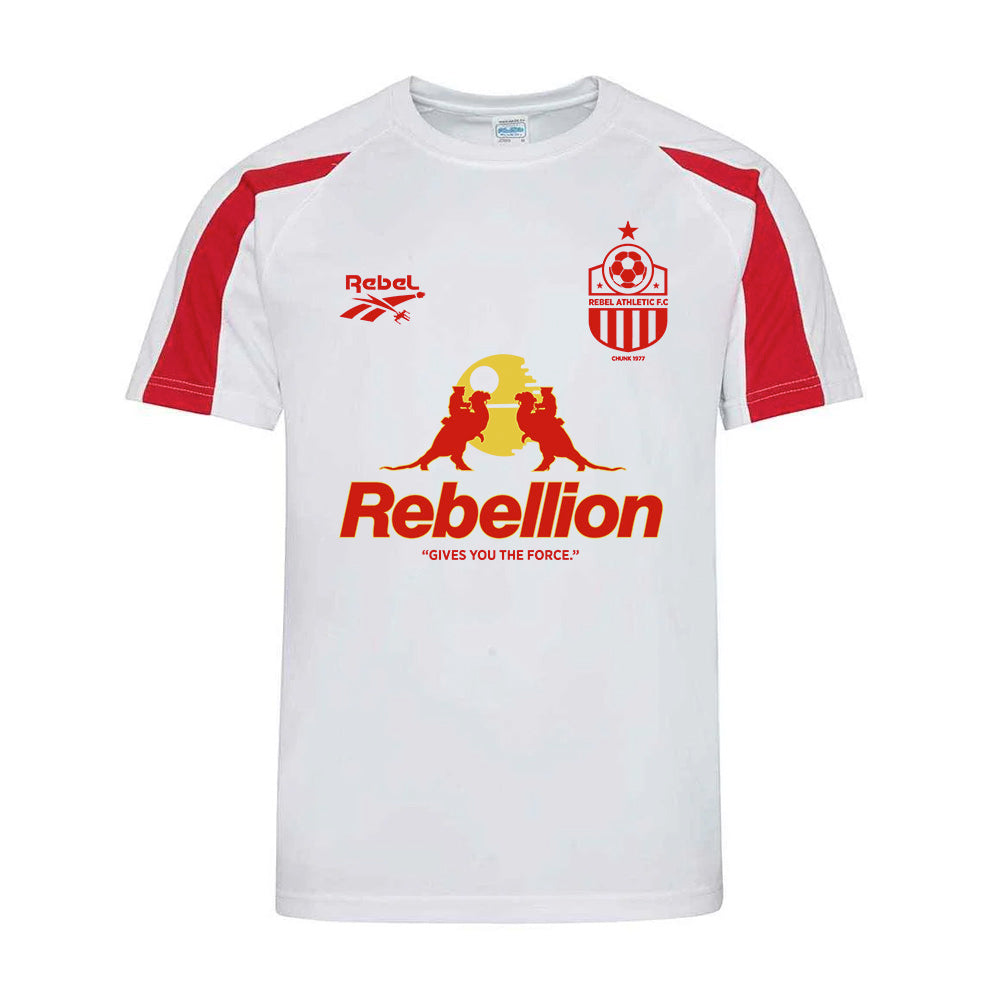 Rebellion White Football Tee – with back print